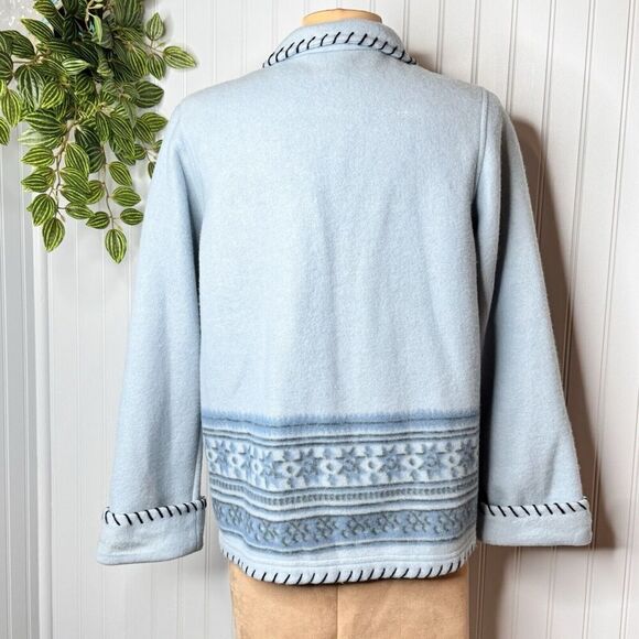 Vintage Teddi Women’s Sz M 80s Cozy Teddy Bear Fleece Blue Embroidered Jacket - Picture 7 of 15